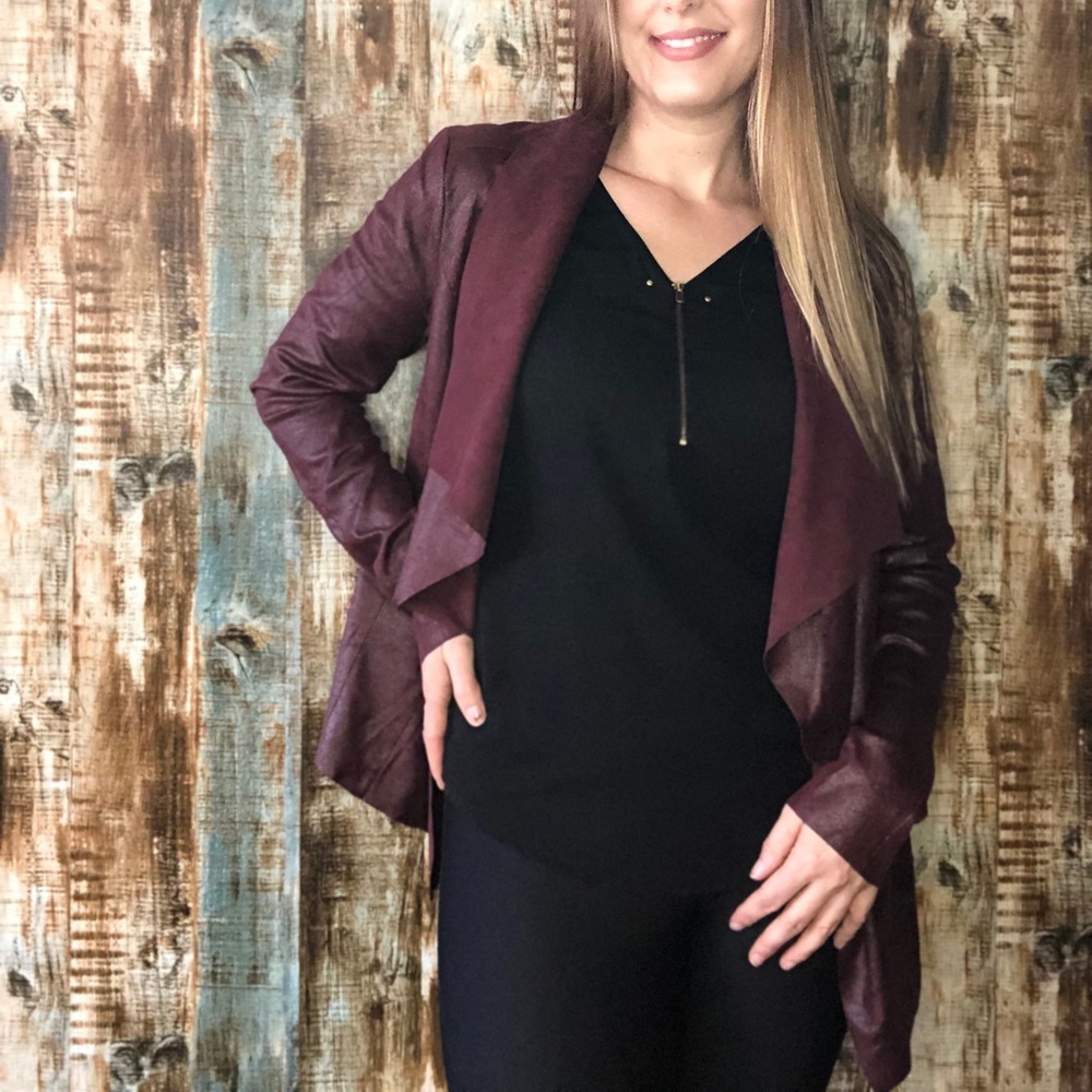 Worthington Open Front Faux Suede Blazer
